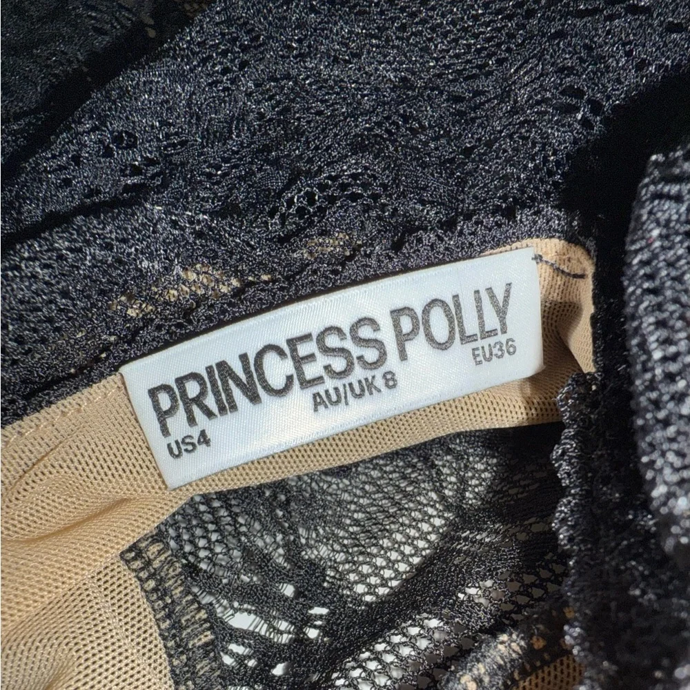 NWOT Princess Polly Fantasize Lace Halter Top Black - Picture 7 of 7